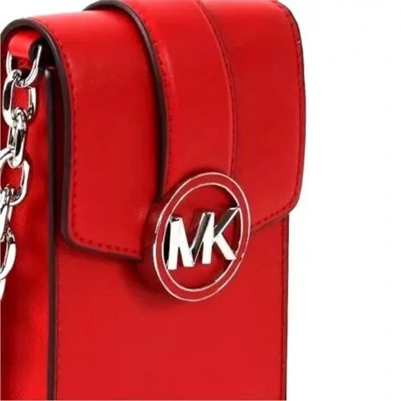 Michael Kors Carmen Small Logo Smartphone Crossbody Bag Bright Red $348 Nwt - Picture 2 of 7